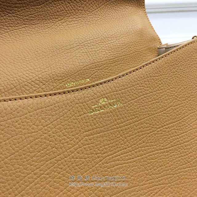 DELVAUX女包 Delvaux brilliantMM不銹鋼蛇鏈外縫 原版皮 德爾沃女手提包 DF0028蛇鏈焦糖 大號 Delvaux女單肩斜挎包  fcs1106